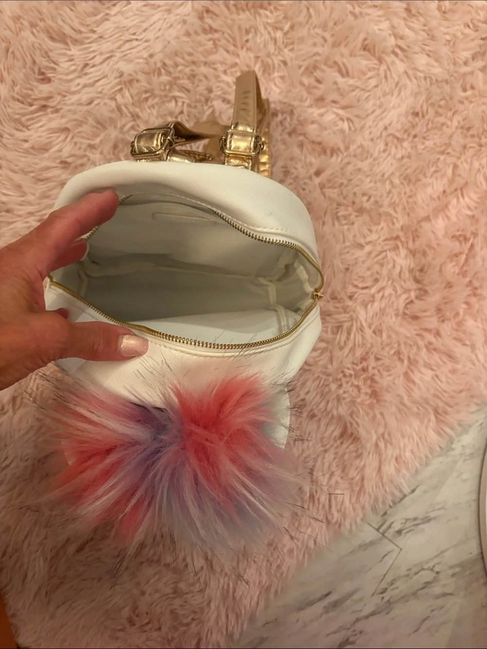 White Unicorn Backpack with Pastel Rainbow Accent 9.5 x 8 x 4